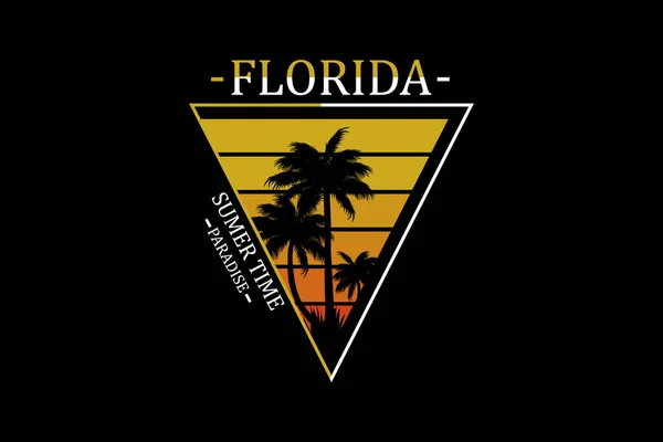 Φλόριντα Παραλία Ρετρό Vintage Σχεδιασμό Τοπίου — Διανυσματικό Αρχείο
