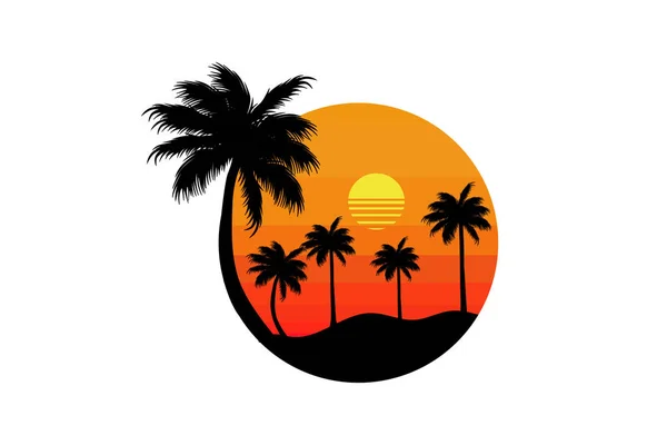 Гавайи Летом Ретро Винтажный Ландшафтный Дизайн — стоковый вектор