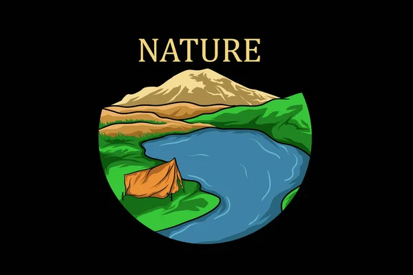 Natura Retrò Design Del Paesaggio Vintage — Vettoriale Stock