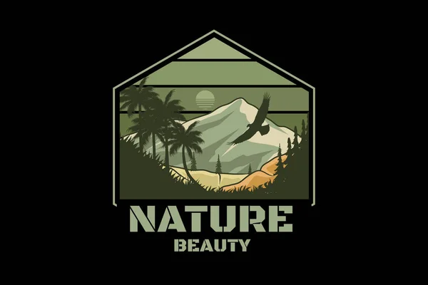 Nature Beauty Retro Vintage Landscape Design — Stock Vector
