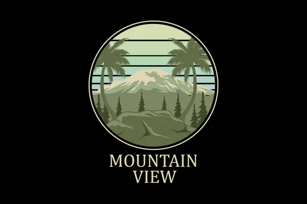 Vue Montagne Design Paysage Vintage Rétro — Image vectorielle
