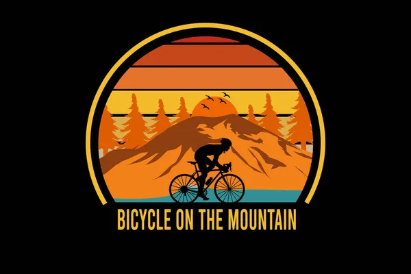 山地复古景观设计中的自行车 图库插图