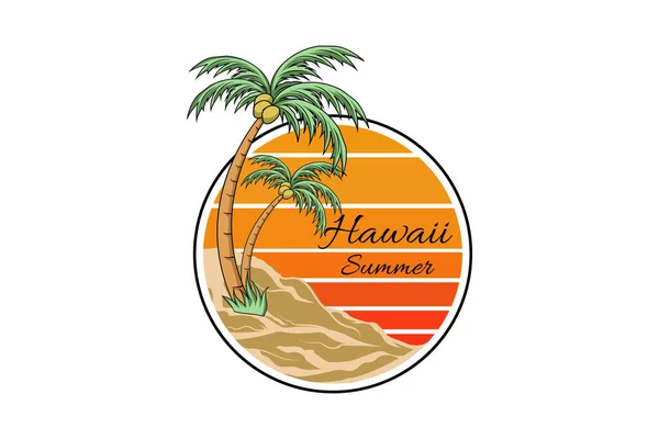 夏威夷夏季复古景观设计 图库矢量图片