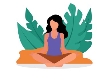 Yoga Düz Tasarım Çizimi