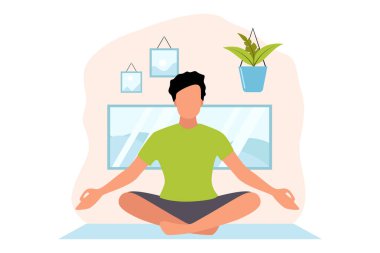 Yoga Düz Tasarım Çizimi