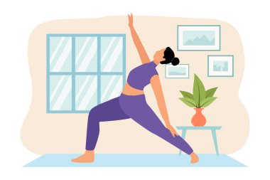 Yoga Düz Tasarım Çizimi