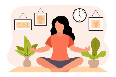 Yoga Düz Tasarım Çizimi