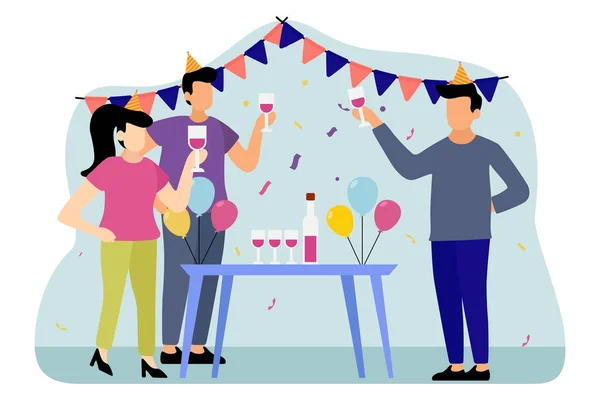 Birthday Party Επίπεδη Σχεδίαση Εικονογράφηση — Διανυσματικό Αρχείο