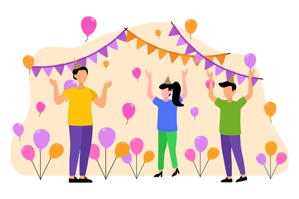 Birthday Party Flat Design Illustration — Stock Vector