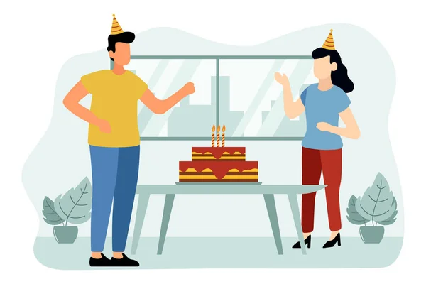 Birthday Party Επίπεδη Σχεδίαση Εικονογράφηση — Διανυσματικό Αρχείο