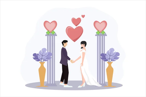 Wedding Flat Design Illustration — Stock Vector