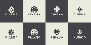 Sinema vektör sembolleri ve retro film amblemi koleksiyonu