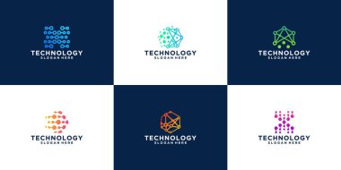 Collection of modern blockchain technology logo symbol design templates clipart