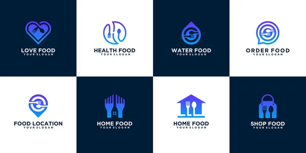 Yaratıcı gıda logosu dizayn simgeleri seti