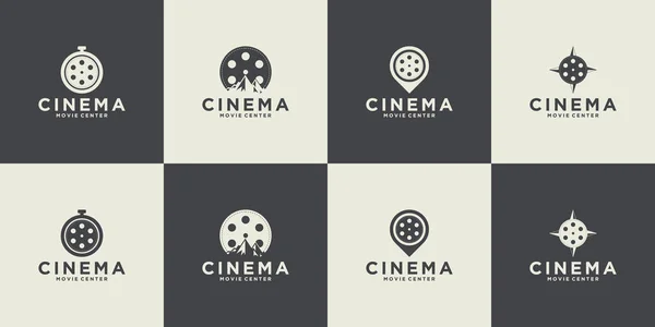 Coleção Símbolos Vetoriais Cinema Coleção Emblema Filme Retro — Vetor de Stock
