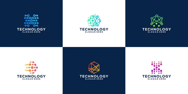 Modern engelleme teknolojisi logo sembolü dizayn şablonları koleksiyonu