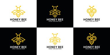 Arı hayvan logosu koleksiyonu, çizgi sanatı olan bal arısı.