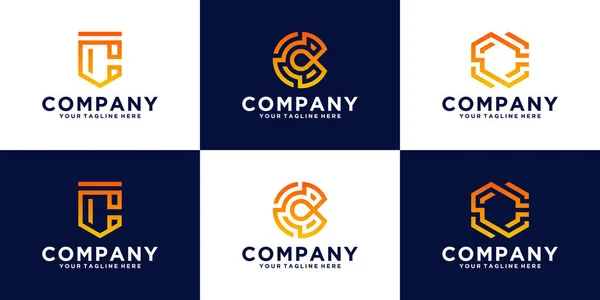 Коллекция Логотипов Букв Бизнеса Финансов Технологий — стоковый вектор