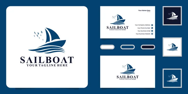 Barca Vela Logo Design Ispirazione Biglietto Visita Ispirazione — Vettoriale Stock
