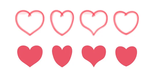 Set Heart Vector Illustration White Background Symbol Romantic Romance Symbol — Stock Vector