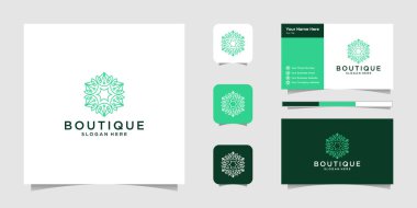 Güzellik, kozmetik, yoga ve kaplıca için minimalist zarif çiçek logosu. logo tasarımı ve kartviziti