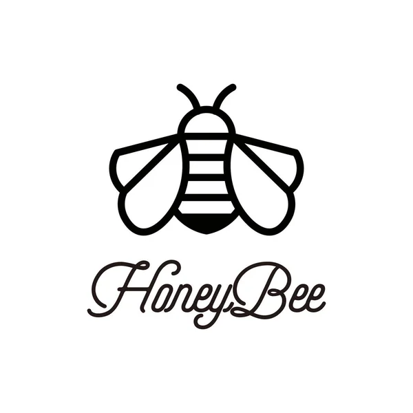 Miód Pszczoła Logo Wektor Inspiracji Linii Styl Białym Tle — Wektor stockowy