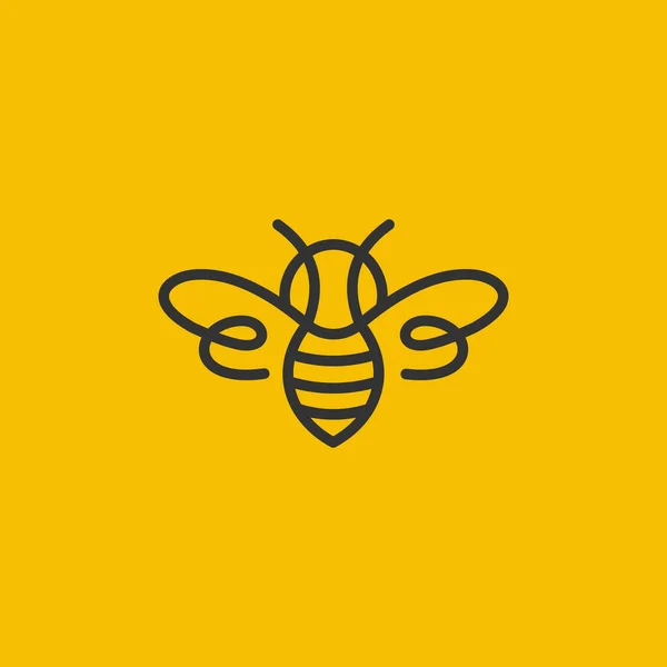 Einfache Biene Logo Vektor Inspiration Mit Linienstil Auf Gelbem Hintergrund — Stockvektor