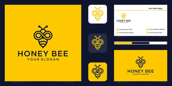 Μέλισσα Μέλι Δημιουργικό Σύμβολο Σύμβολο Λογότυπο Γραμμή Τέχνη Στυλ Γραμμικό — Διανυσματικό Αρχείο