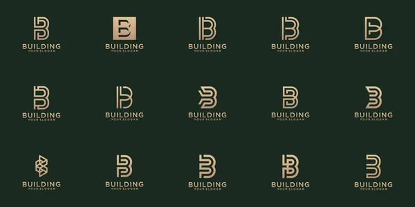 Yaratıcı harf monogram B logo tasarım şablonu kümesi.