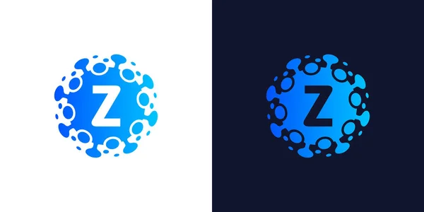 Molekül İlk Harf Z Logo Tasarımı, Laboratuar Logosu Tasarım Elemanı, Noktalı Tasarım Vektörü