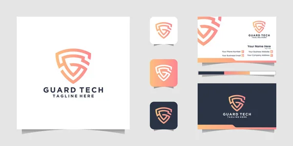 Kalkan simgesi logosu. Siber güvenlik sembolü. logo tasarımı ve kartviziti