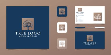 Ağaç vektör logosu. ağaç özellikleri. Bu logo dekoratif, modern, temiz ve basit. ve kartvizit