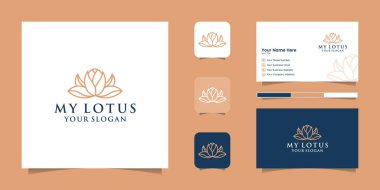 Lotus çiçeği çizgisi sanat logosu tasarımı. Yoga merkezi, spa, güzellik salonu lüks logosu. logo tasarımı, simge ve kartvizit