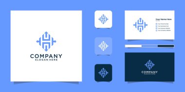 Ok harfli h logosu tasarımı ve kartviziti
