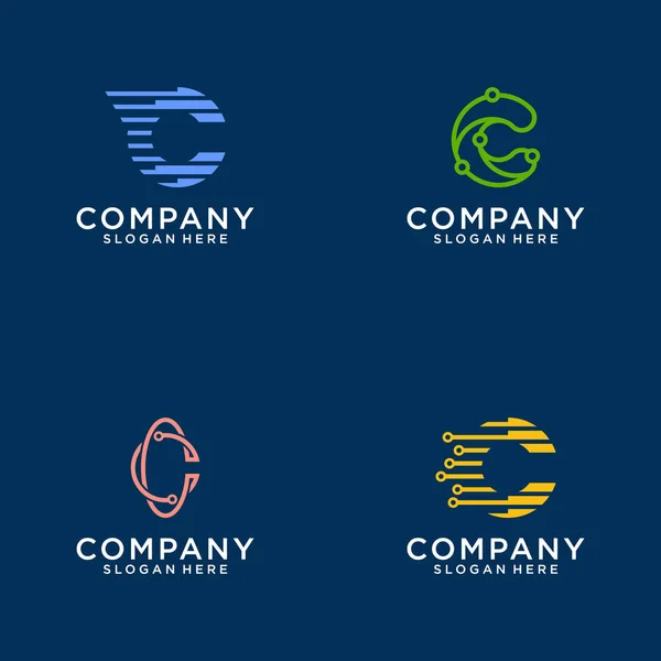 Coleção Letras Desenhos Abstratos Logotipo Plano Minimalista Moderno Para Negócios — Vetor de Stock