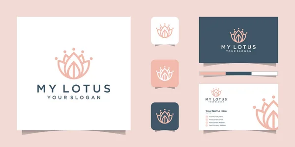 Lotus çiçeği çizgisi sanat logosu tasarımı. Yoga merkezi, spa, güzellik salonu lüks logosu. logo tasarımı, simge ve kartvizit