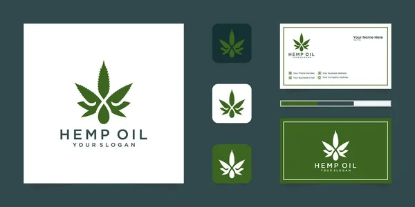 stock vector Hemp, cannabis, cbd, oil logo design with inspiration business card
