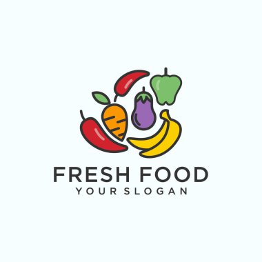 Dünya sağlığı için taze meyve logoları koleksiyonu.