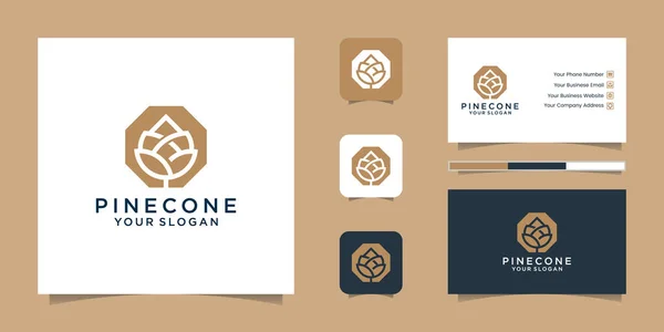Pine Cone Logo Línea Arte Tarjeta Visita — Archivo Imágenes Vectoriales