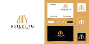 Lüks bina logosu tasarım şablonu ve kartviziti