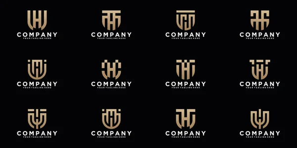 Kolekcja Logo Litera Kształt Tarczy — Wektor stockowy