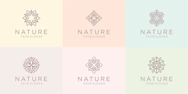 Mandala çiçek logosu koleksiyonu, doğa, süsleme