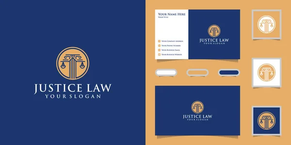 Çember dizayn ve kartvizit içeren adalet terazisi logosu