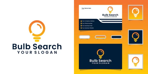 Vektör ışığı ve büyüteç kombinasyonu. Ampul ve büyüteç, logo tasarım şablonu ve kartvizit