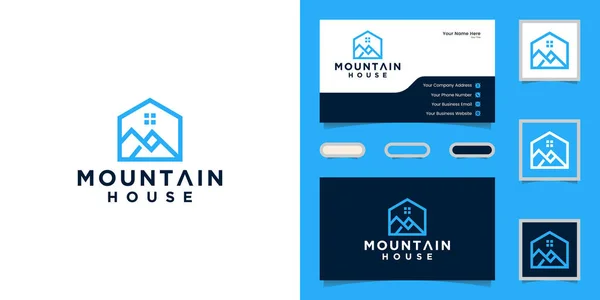Dağ Evi Logosu Tasarımı Basit Modern tasarım şablonu ve kartviziti