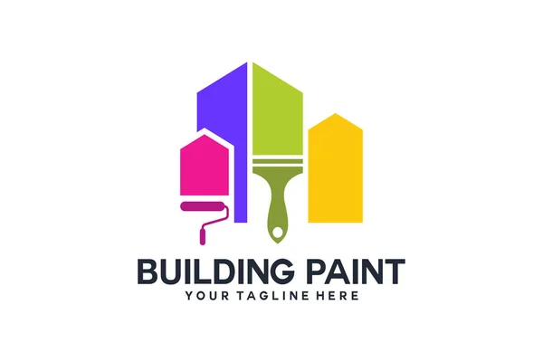 boya logosu ilhamı ve beyaz arka planda bina logosu