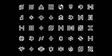 Mega logo koleksiyonu, H harfli markalaşma için soyut tasarım konsepti.