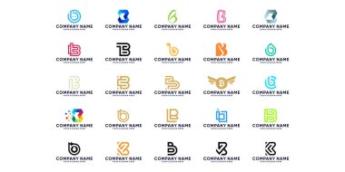 Şirketler için B harfi monogram logo tasarımları koleksiyonu