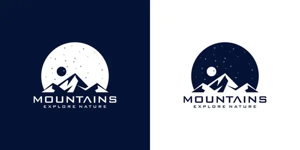 Gece logo tasarımında soyut dağ görünümü