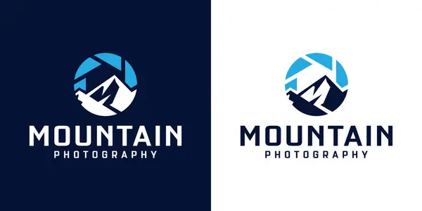 Dağ ve kamera merceği logosu. Bir macera logosu için ilham kaynağı.